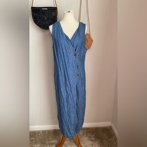 VINTAGE Sunshine Starshine Denim Button Down Dress, Size 14